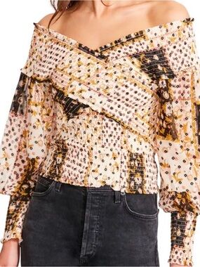 NWT BB Dakota by Steve Madden "Notice Me" top patchwork floral pattern Size L